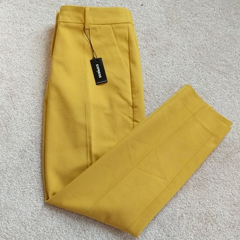 Express Yellow Columnist Ankle Pants